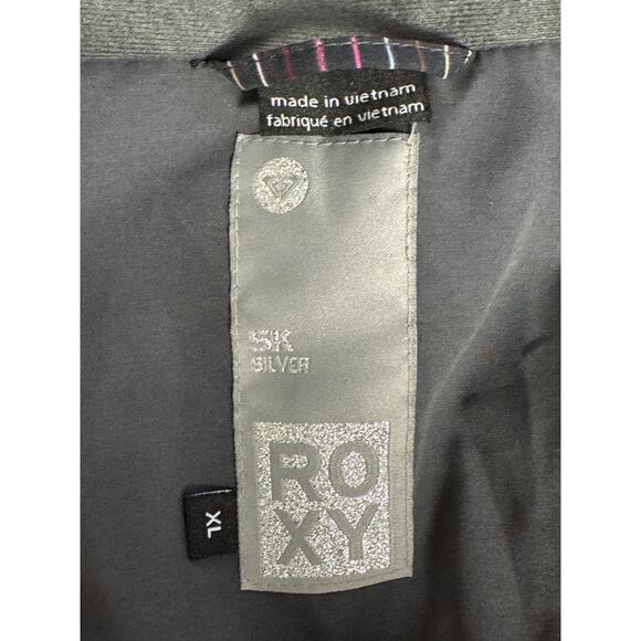 Roxy 5K Silver Snowboard/Ski Jacket Black With Multicolor Pinstripe Size XL - Picture 3 of 16